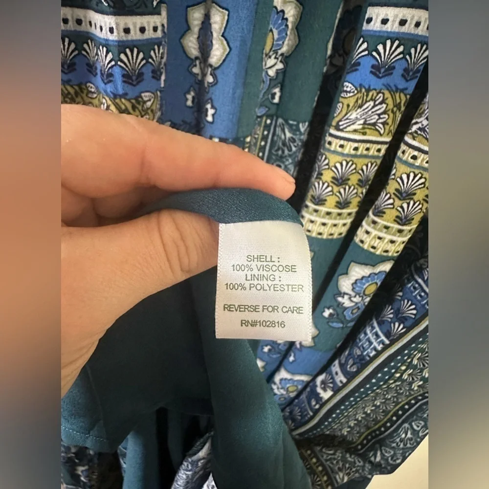 Garnet Hill Boho V Neck Maxi Dress Blue Size 8 - Picture 6 of 7